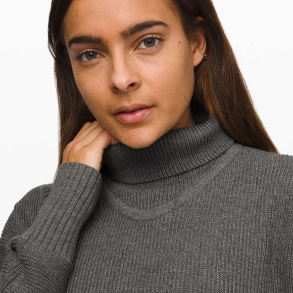 Lululemon Cozy Calling Turtleneck Ribbed Sweater - Cotton / Yak - Gray - L - Picture 3 of 10